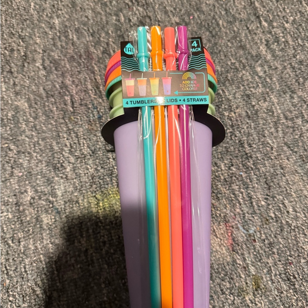 Colorful Tumbler Set with Straws
